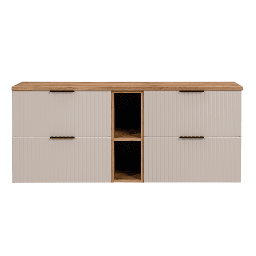 Meuble sous-vasque 140cm 2 niches Adriel Cachemire et Bois