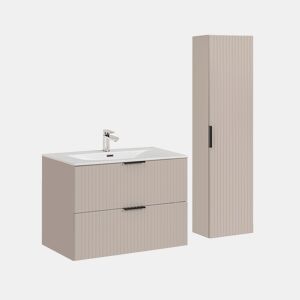Móvel de toucador individual Adriel Cachemire com lavatório embutido e pedestal de 80 cm