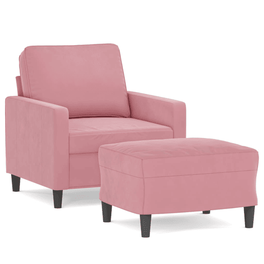 vidaXL Poltrona com apoio de pés 60 cm veludo rosa vidaXL Poltrona com apoio de pés 60 cm veludo rosa