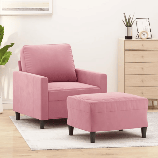 vidaXL Poltrona com apoio de pés 60 cm veludo rosa vidaXL Poltrona com apoio de pés 60 cm veludo rosa