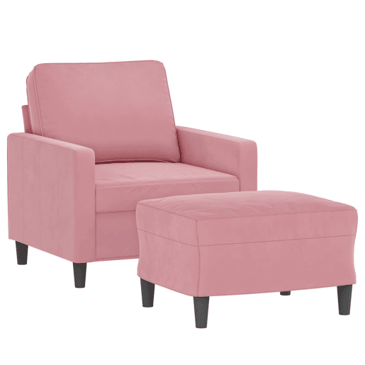 vidaXL Poltrona com apoio de pés 60 cm veludo rosa vidaXL Poltrona com apoio de pés 60 cm veludo rosa