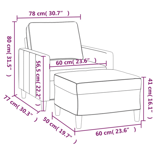 vidaXL Poltrona com apoio de pés 60 cm veludo rosa vidaXL Poltrona com apoio de pés 60 cm veludo rosa