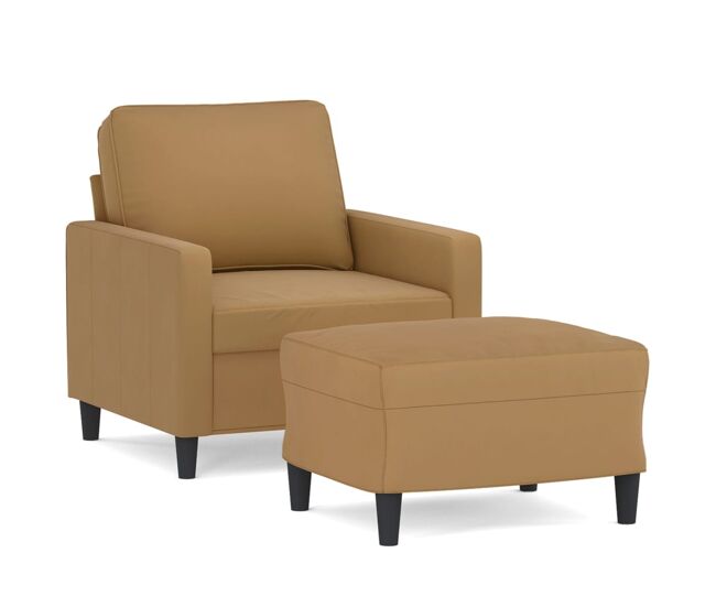 Vidaxl sillón con taburete terciopelo marrón 60 cm