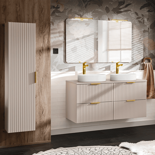 Meuble sous-vasque 120cm plan de toilette Adriel Cachemire