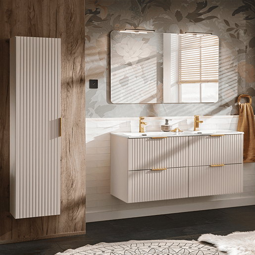 Meuble double vasque encastrée 120cm Adriel Cachemire Meuble double vasque encastrée 120cm Adriel Cachemire