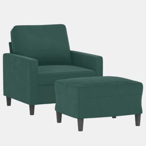vidaXL Poltrona com apoio de pés 60 cm veludo verde-escuro