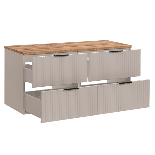 Meuble sous-vasque 120cm plan de toilette Adriel Cachemire et Bois