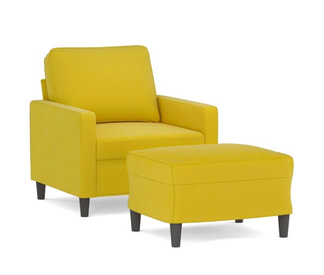 Vidaxl sillón con taburete terciopelo amarillo 60 cm