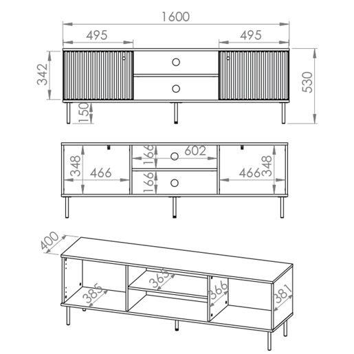 Móvel TV 2 portas 160 cm Nova Caxemira