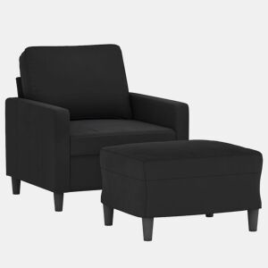 vidaXL Poltrona com apoio de pés 60 cm veludo preto