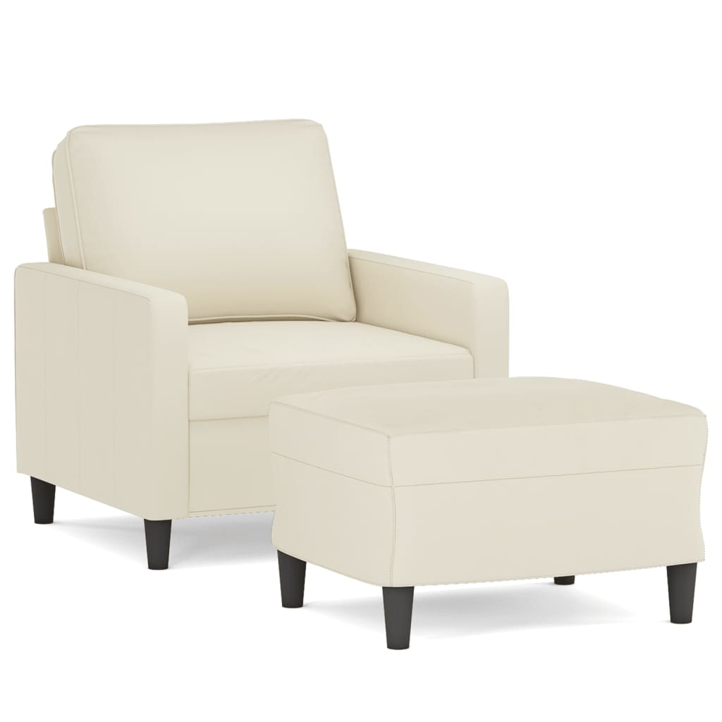 Vidaxl sillón con taburete terciopelo crema 60 cm