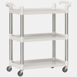 HOMCOM Carrinho Auxiliar com Rodas e Liga de Alumínio Carrinho de Cozinha com 3 Prateleiras Carrinho de Armazenamento Carga 105 kg para Sala de Jantar Casa de Banho 88x44x93 cm Branco
