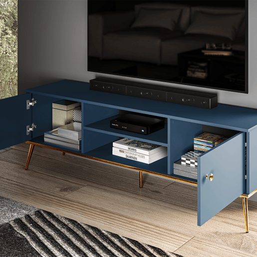Mesa de TV de 2 portas Thalia Blue 160 cm