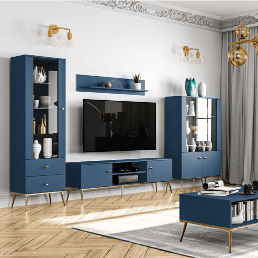 Mesa de TV de 2 portas Thalia Blue 160 cm