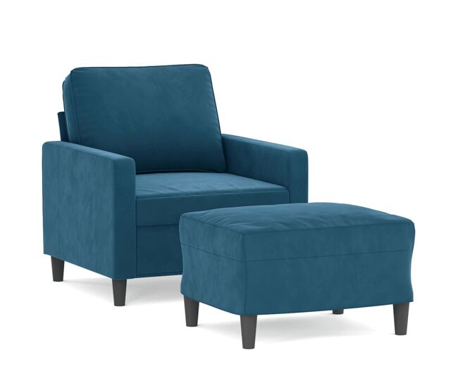 Vidaxl sillón con taburete terciopelo azul 60 cm