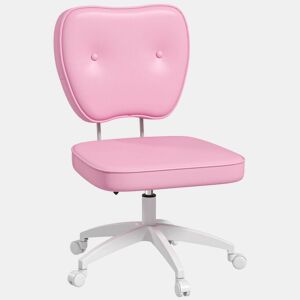 Vinsetto Cadeira de Escritório Estofada em PU Cadeira de Escritório Giratória com Altura Ajustável Sem Braços Carga 120 kg Cadeira de Estudo Dormitório 46x59x82-92 cm Rosa