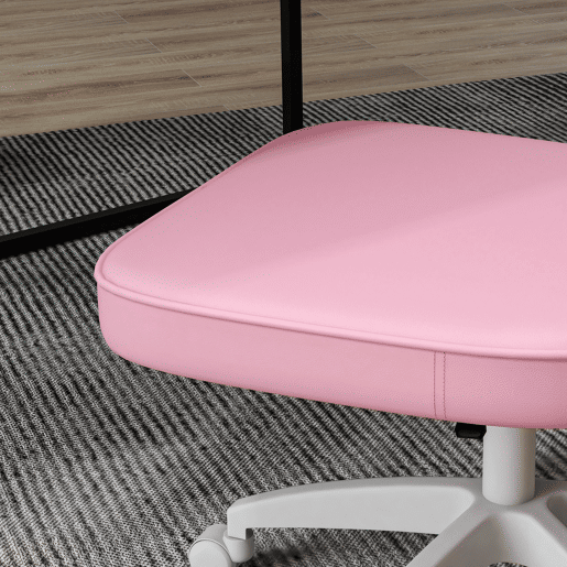 Vinsetto Cadeira de Escritório Estofada em PU Cadeira de Escritório Giratória com Altura Ajustável Sem Braços Carga 120 kg Cadeira de Estudo Dormitório 46x59x82-92 cm Rosa