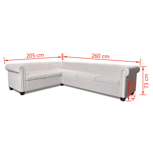 vidaXL Sofá de canto Chesterfield 6 lugares couro artificial branco