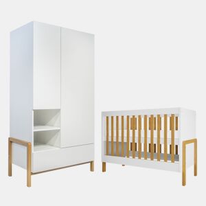 Berço 60x120 e Roupeiro 2 portas Kocot Kids Victor Branco Carvalho
