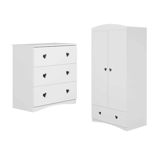Cómoda 3 gavetas e Roupeiro 2 portas 1 gaveta Kocot Kids Julia Branco