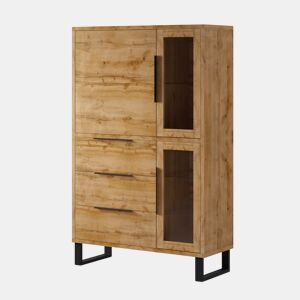 Cómoda 3 portas 3 gavetas Eden Madeira e Metal