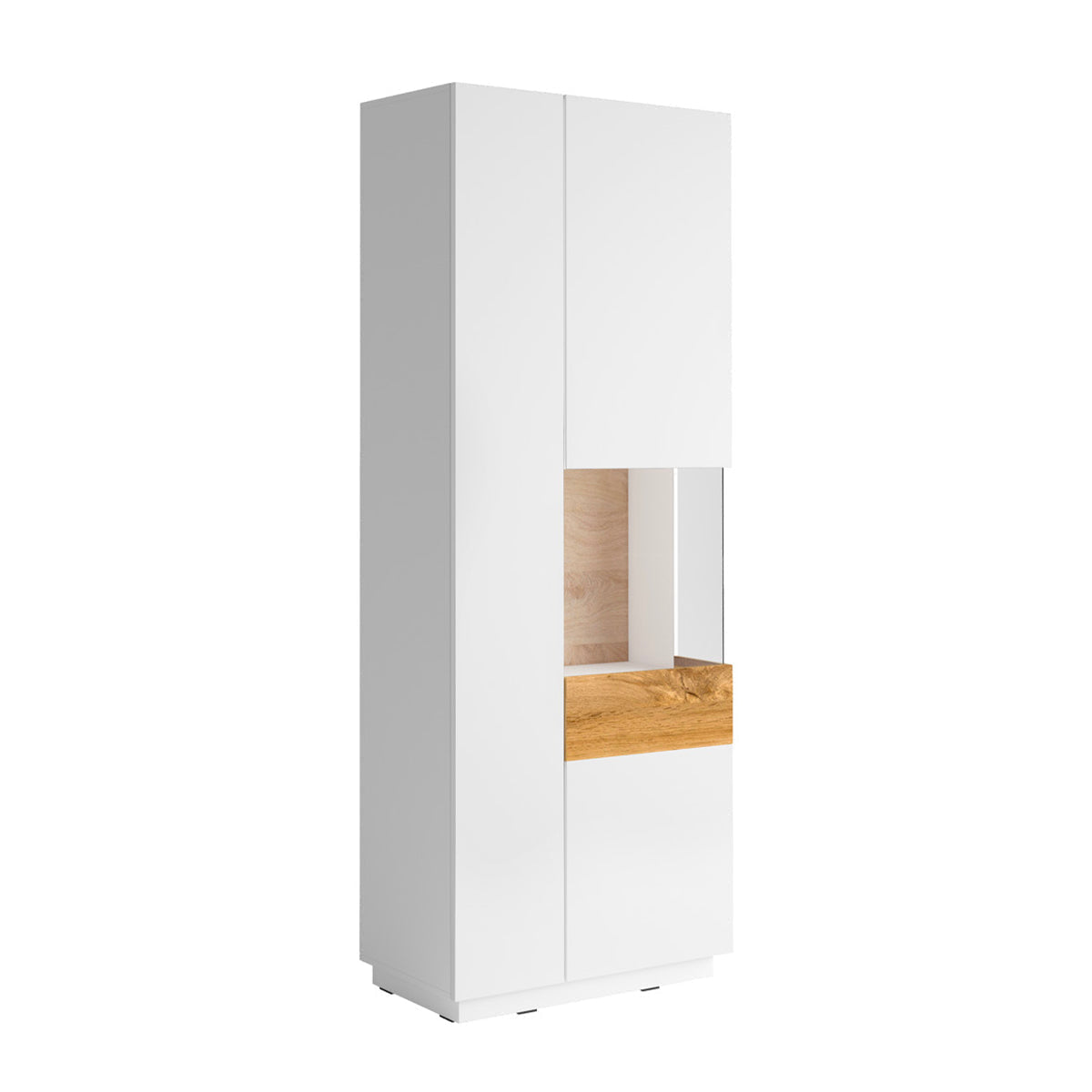 Vitrina 2 puertas apertura por la derecha andrea blanco y madera