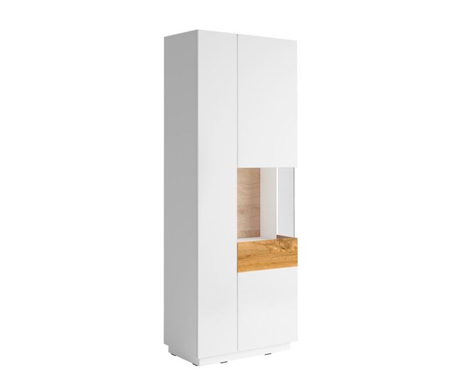 Vitrina 2 puertas apertura por la derecha andrea blanco y madera
