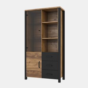 Armário para porcelanas 2 portas 3 gavetas Lyam Madeira e Preto
