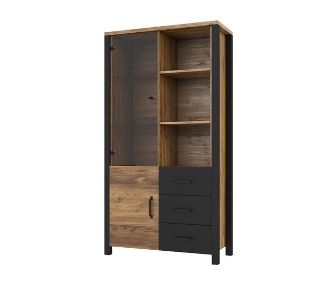 Vajillero 2 puertas 3 cajones lyam madera y negro