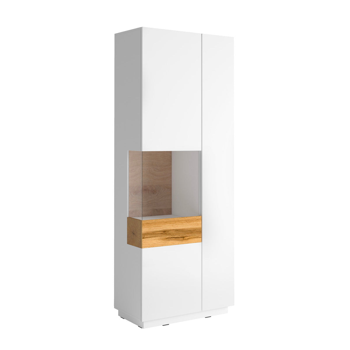 Vitrina 2 puertas apertura por la izquierda andrea blanco y madera