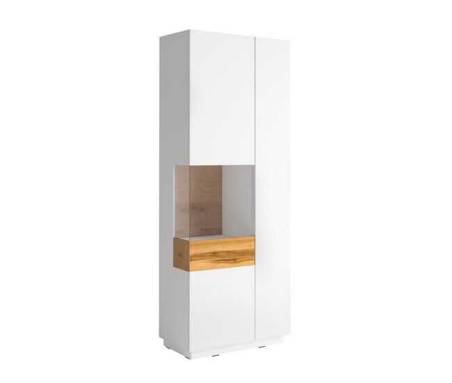 Vitrina 2 puertas apertura por la izquierda andrea blanco y madera