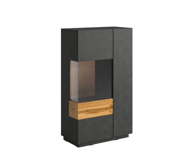 Vajillero 2 puertas apertura por la izquierda andrea gris antracita y madera