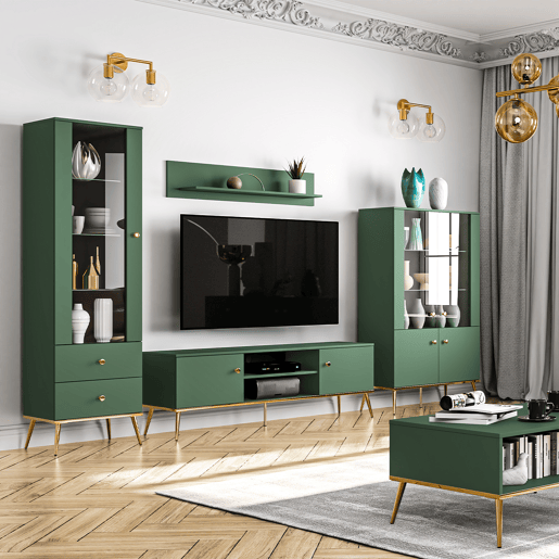 Vitrina 1 porta 2 gavetas Thalia Verde