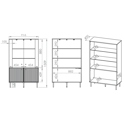 Vaisselier 4 portas LED Nova Caxemira