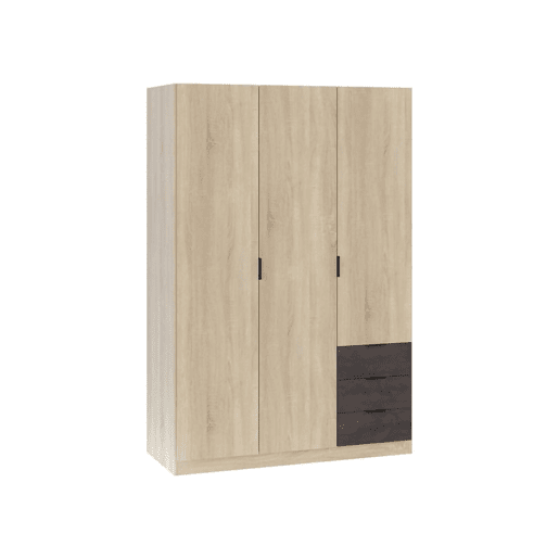 Armário de 3 portas com efeito madeira