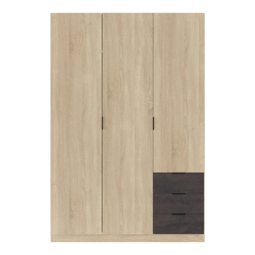 Armário de 3 portas com efeito madeira