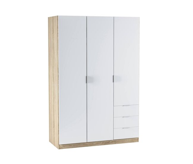 Armário de 3 portas com efeito madeira