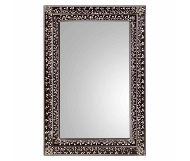 Espejo de pared alexandra house living blanco marrón madera mdf 1 x 62 x 42 cm
