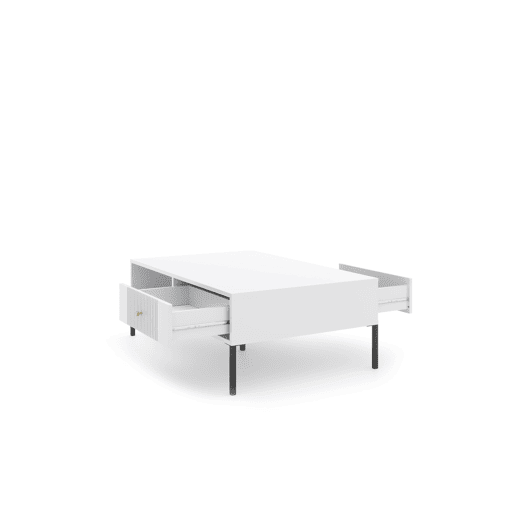 A mesa de centro ISEO apresenta num estilo moderno. Mede 40x104x68 cm e inclui 1 prateleira e 2 gavetas.