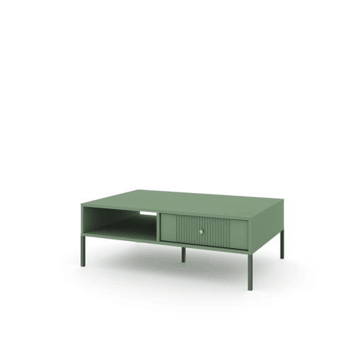 A mesa de centro ISEO apresenta num estilo moderno. Mede 40x104x68 cm e inclui 1 prateleira e 2 gavetas.
