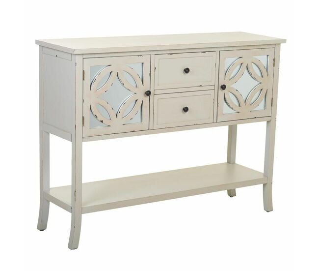 Aparador alexandra house living gris vidrio madera de abeto 37 x 91 x 121 cm