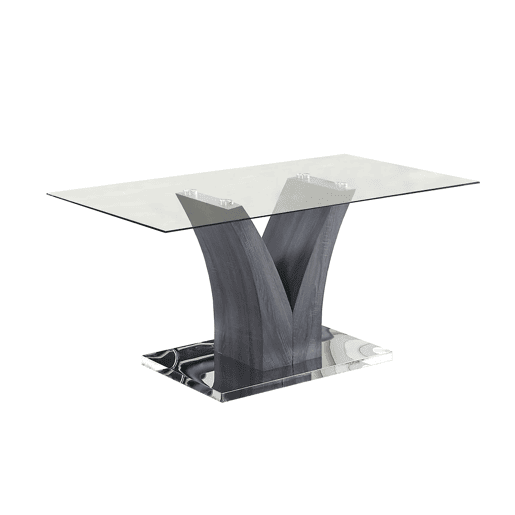 Mesa Sala de Jantar com Tampo de Vidro, Best (Cinza)