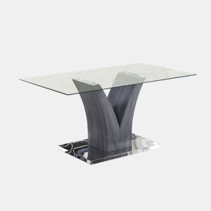 Mesa Sala de Jantar com Tampo de Vidro, Best (Cinza)