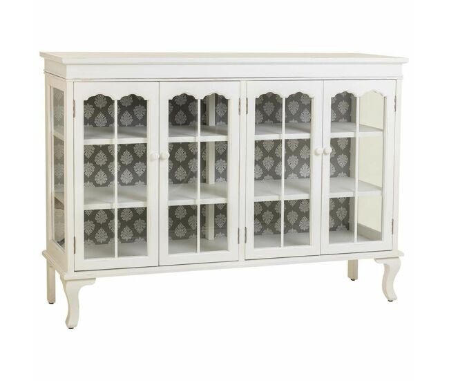 Aparador alexandra house living blanco vidrio madera de abeto madera mdf 40 x 101 x 142 cm