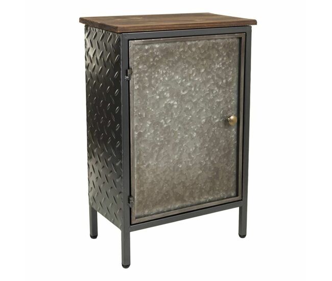 Mesita de noche alexandra house living marrón gris 23 x 56 x 37 cm