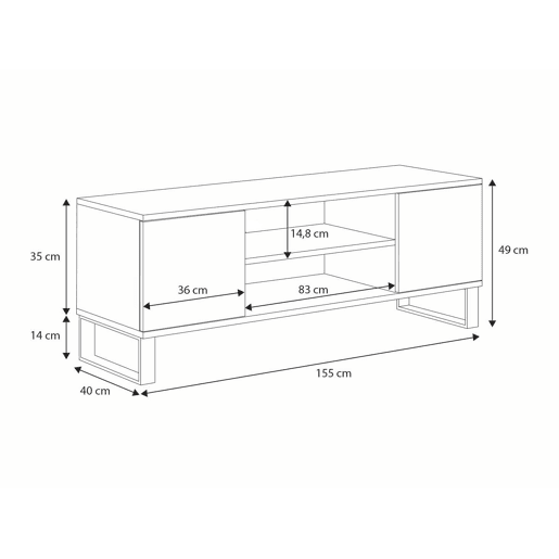 Movel Tv FOCUS RTV155 2D 155x40x48 Natural