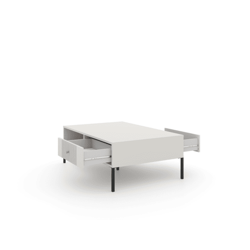 A mesa de centro ISEO apresenta num estilo moderno. Mede 40x104x68 cm e inclui 1 prateleira e 2 gavetas.