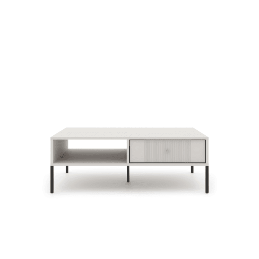 A mesa de centro ISEO apresenta num estilo moderno. Mede 40x104x68 cm e inclui 1 prateleira e 2 gavetas.