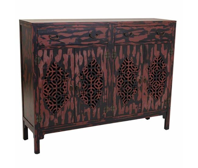 Aparador alexandra house living rojo madera de abeto madera mdf 36 x 106 x 136 cm