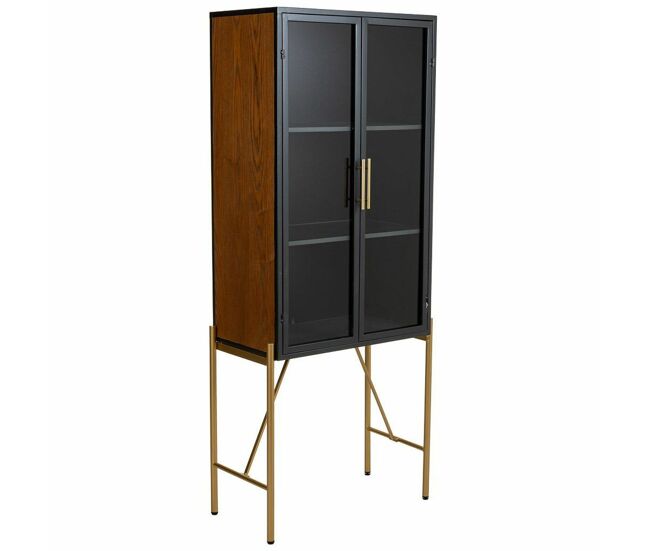 Armario alexandra house living marrón vidrio madera de abeto madera mdf 35 x 155 x 64 cm